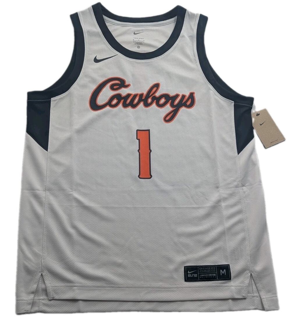 Nike Men's Size Medium NCAA Oklahoma State Cowboys #1 Basketball Jersey White